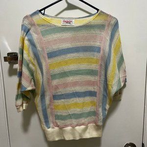 fashion PLUS medium vintage pastel colour three quarter length shirt